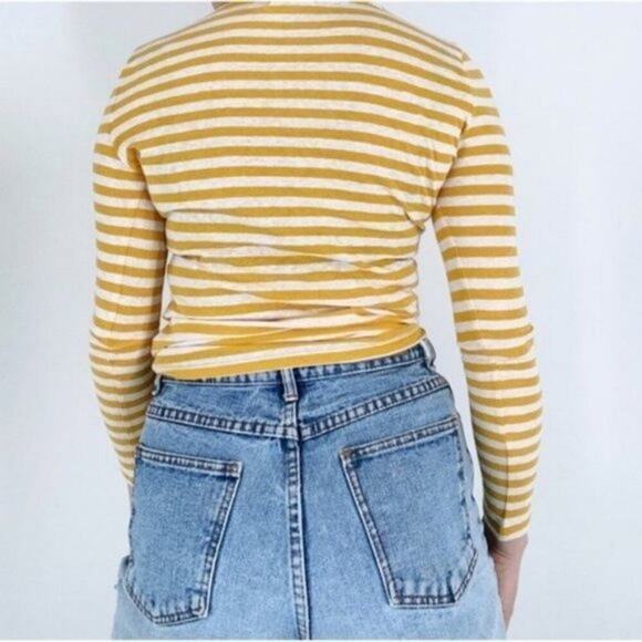 NWT J. Crew Mercantile Yellow Stripe Long-sleeve Tee Top XXS - Picture 3 of 4